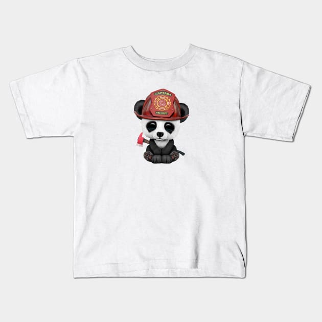 Cute Baby Panda Firefighter Kids T-Shirt by jeffbartels